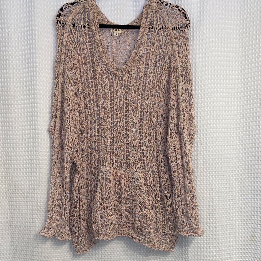 POL Women's Pink confetti Knit pullover sweater